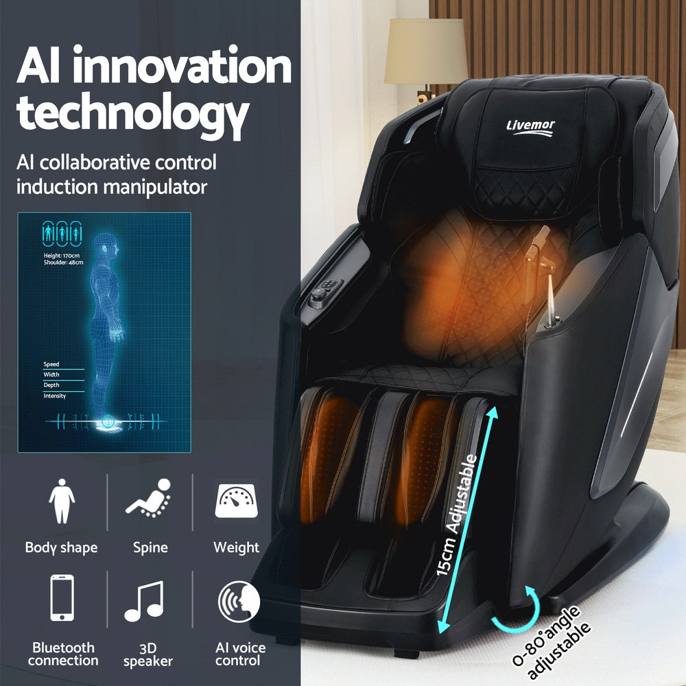 Livemor 4D Massage Chair Electric Recliner Home Massager Black Livemor