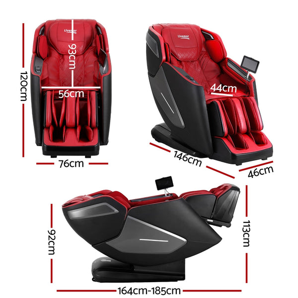 Livemor 4D Massage Chair Electric Recliner Home Massager Red Does Not Apply