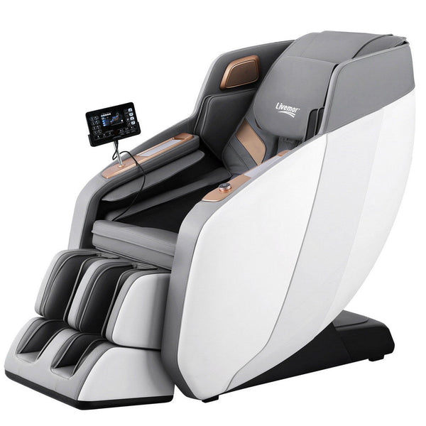Livemor 4D Massage Chair Electric Recliner Double Core Mechanism Massager ROWA White Awezingly