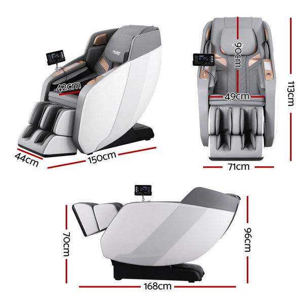 Livemor 4D Massage Chair Electric Recliner Double Core Mechanism Massager ROWA White Awezingly