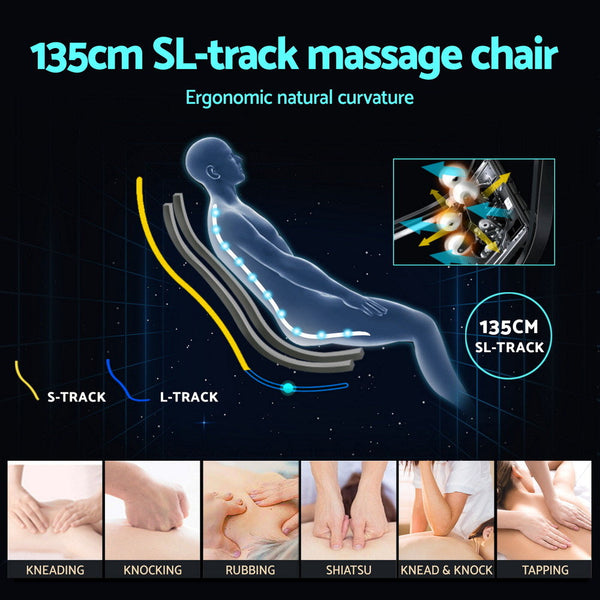 Livemor 4D Massage Chair Electric Recliner Double Core Mechanism Massager ROWA White Awezingly