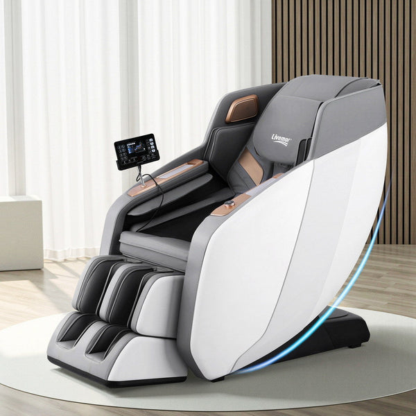 Livemor 4D Massage Chair Electric Recliner Double Core Mechanism Massager ROWA White Awezingly