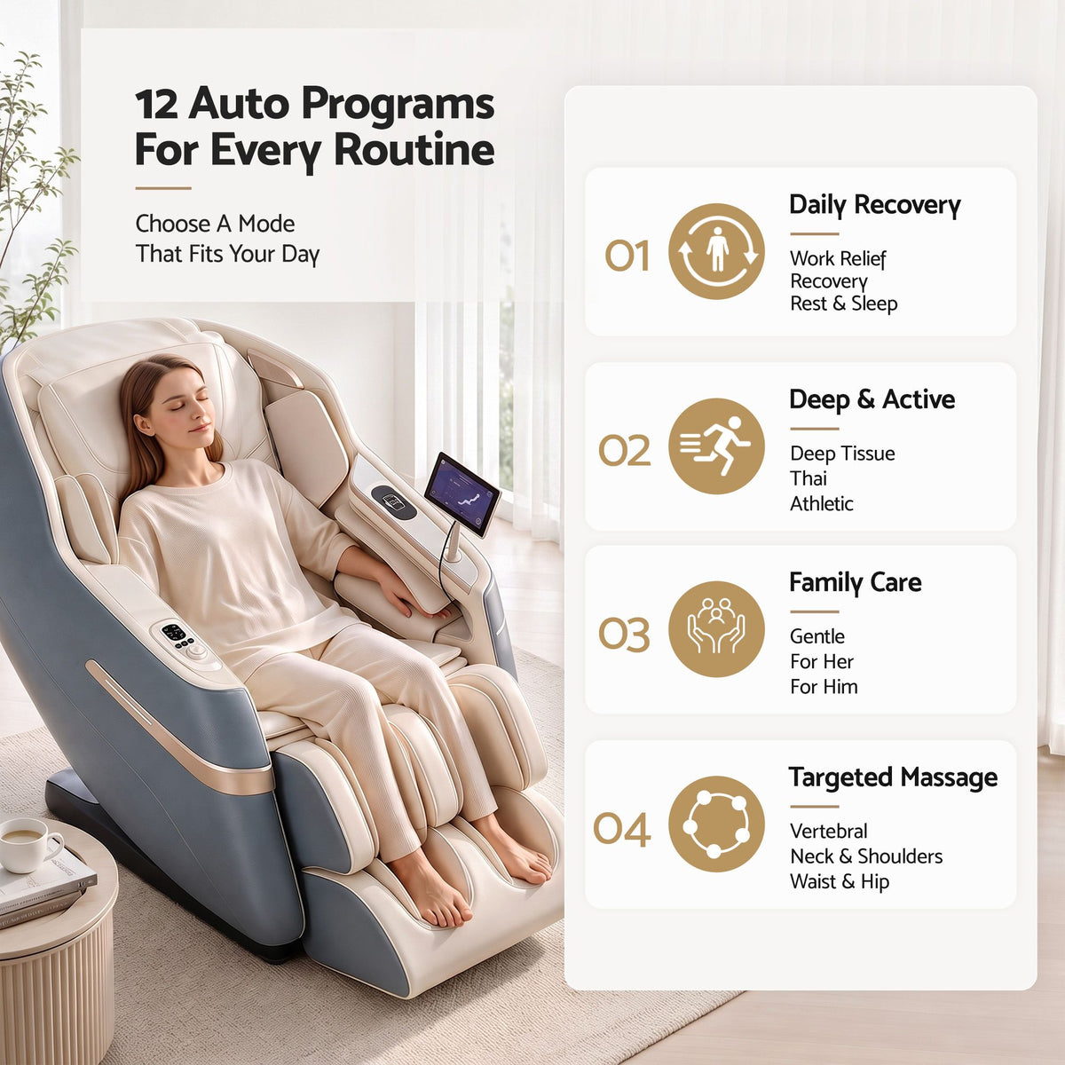 Livemor 4D Massage Chair Electric Recliner Home Massager Gray Sina Livemor