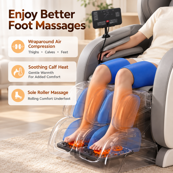 Livemor Full Body Massage Chair VEGA, Foot Roller, Waist & Calf Heat, Recliner, Airbags Compression Awezingly