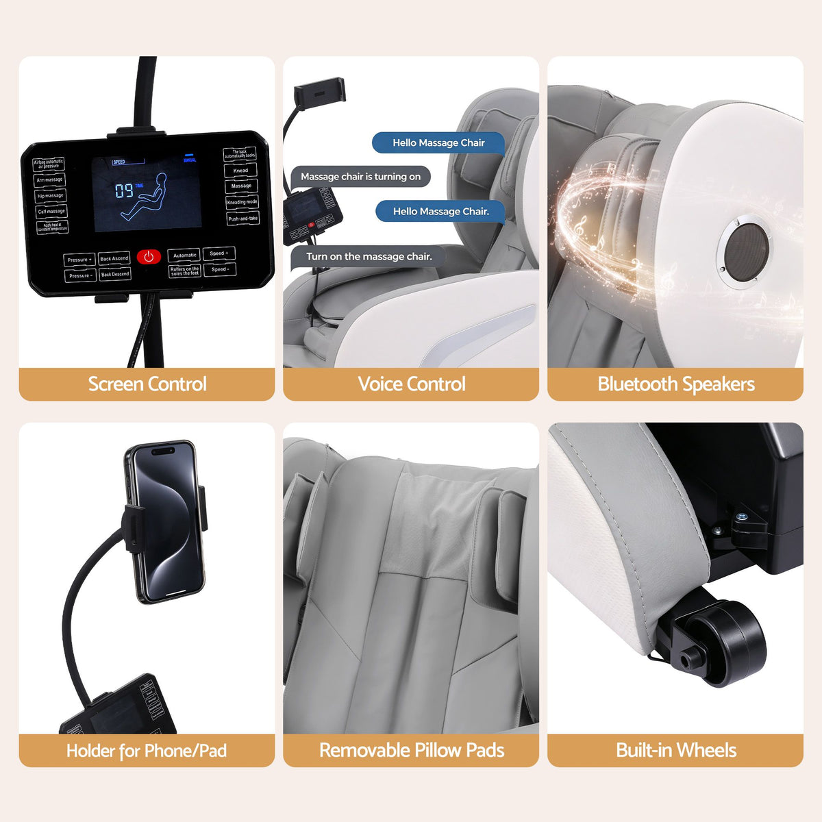 Livemor Full Body Massage Chair VEGA, Foot Roller, Waist & Calf Heat, Recliner, Airbags Compression Awezingly