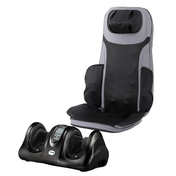 Livemor 8-nodes Full Back Massage Seat Cushion Heating With Foot Massagers Awezingly