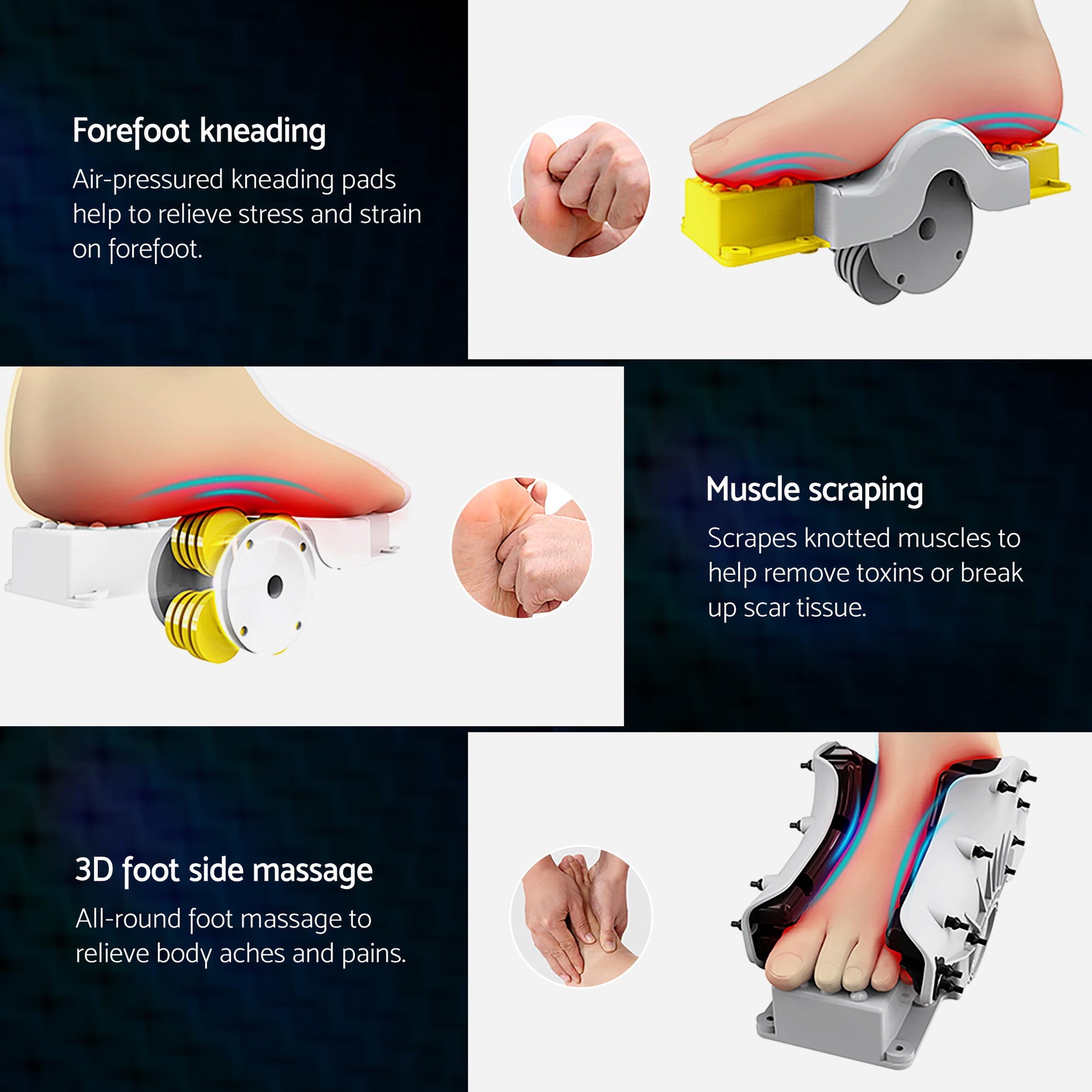 Livemor 8-nodes Full Back Massage Seat Cushion Heating With Foot Massagers Awezingly