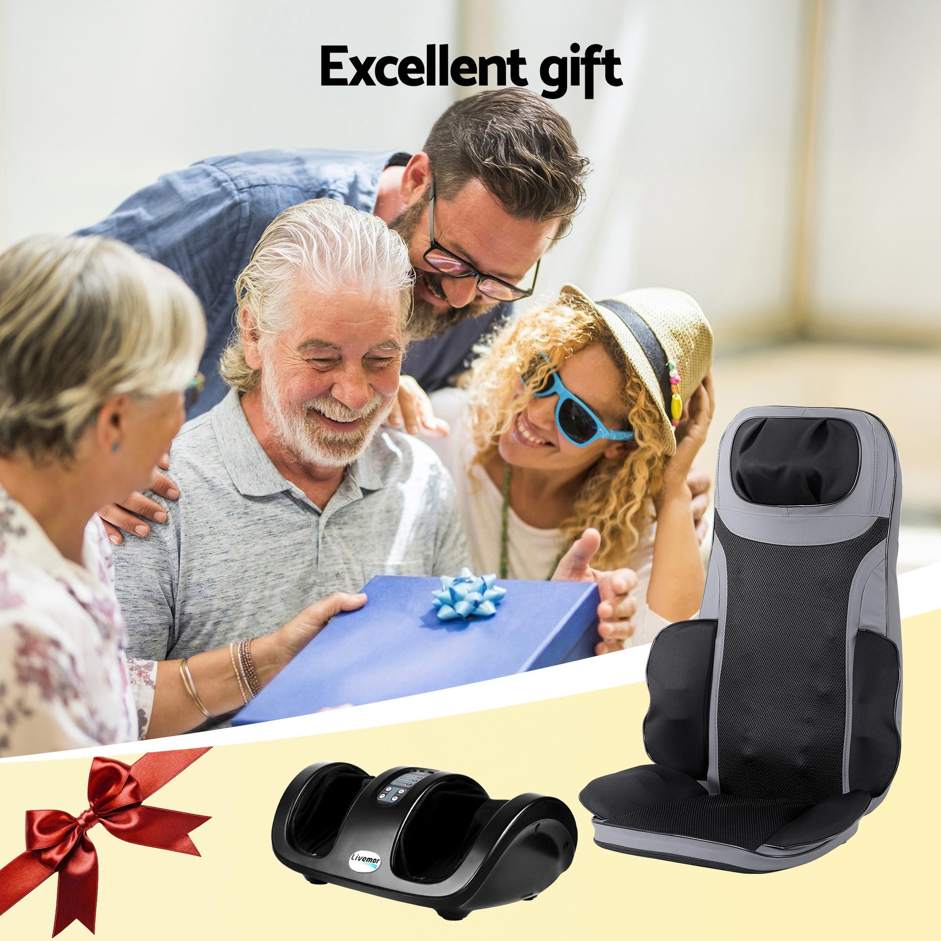 Livemor Full Back Massage Seat Cushion Heating With Kneading Foot Massagers Awezingly