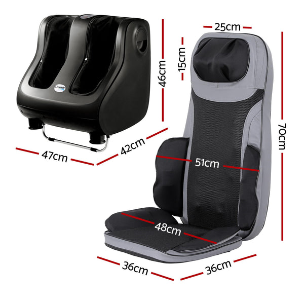 Livemor Full Back Massage Seat Cushion Heating With 360° Foot Massagers Awezingly
