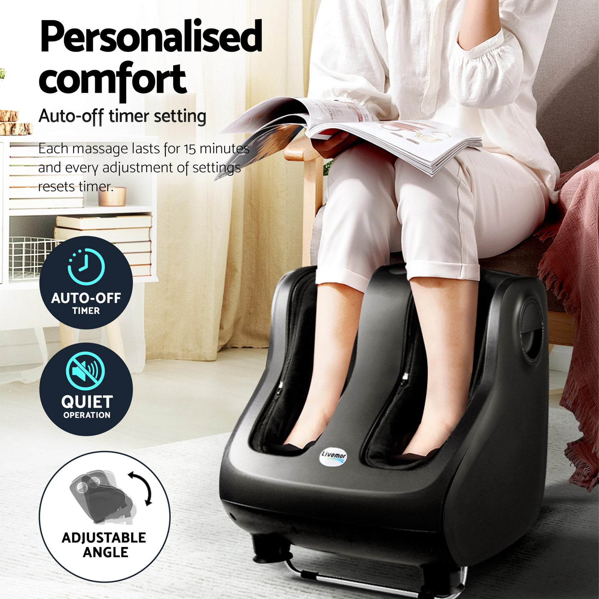 Livemor Full Back Massage Seat Cushion Heating With 360° Foot Massagers Awezingly