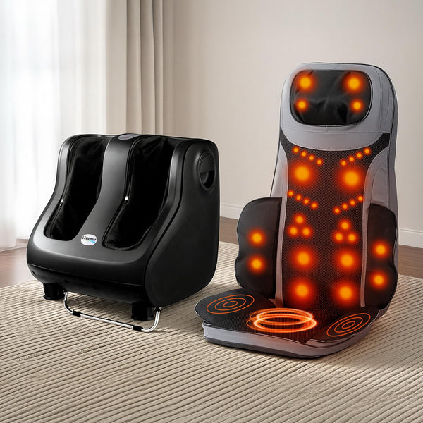 Livemor Full Back Massage Seat Cushion Heating With 360° Foot Massagers Awezingly