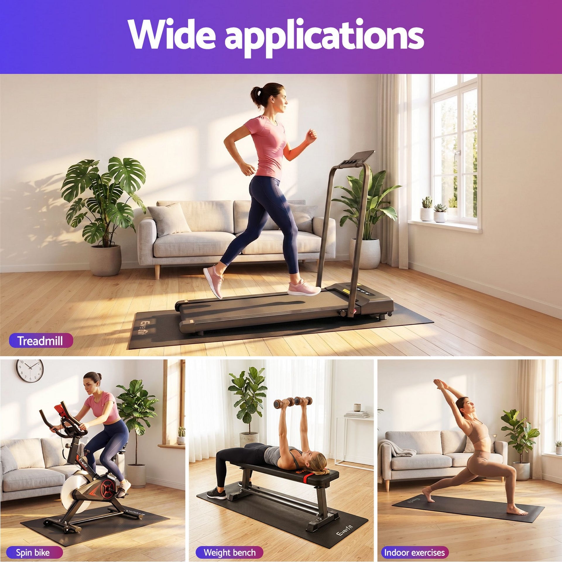 Everfit Exercise Equipment Mat Treadmill Floor Rug Home Gym Fitness Yoga 1.5M Awezingly