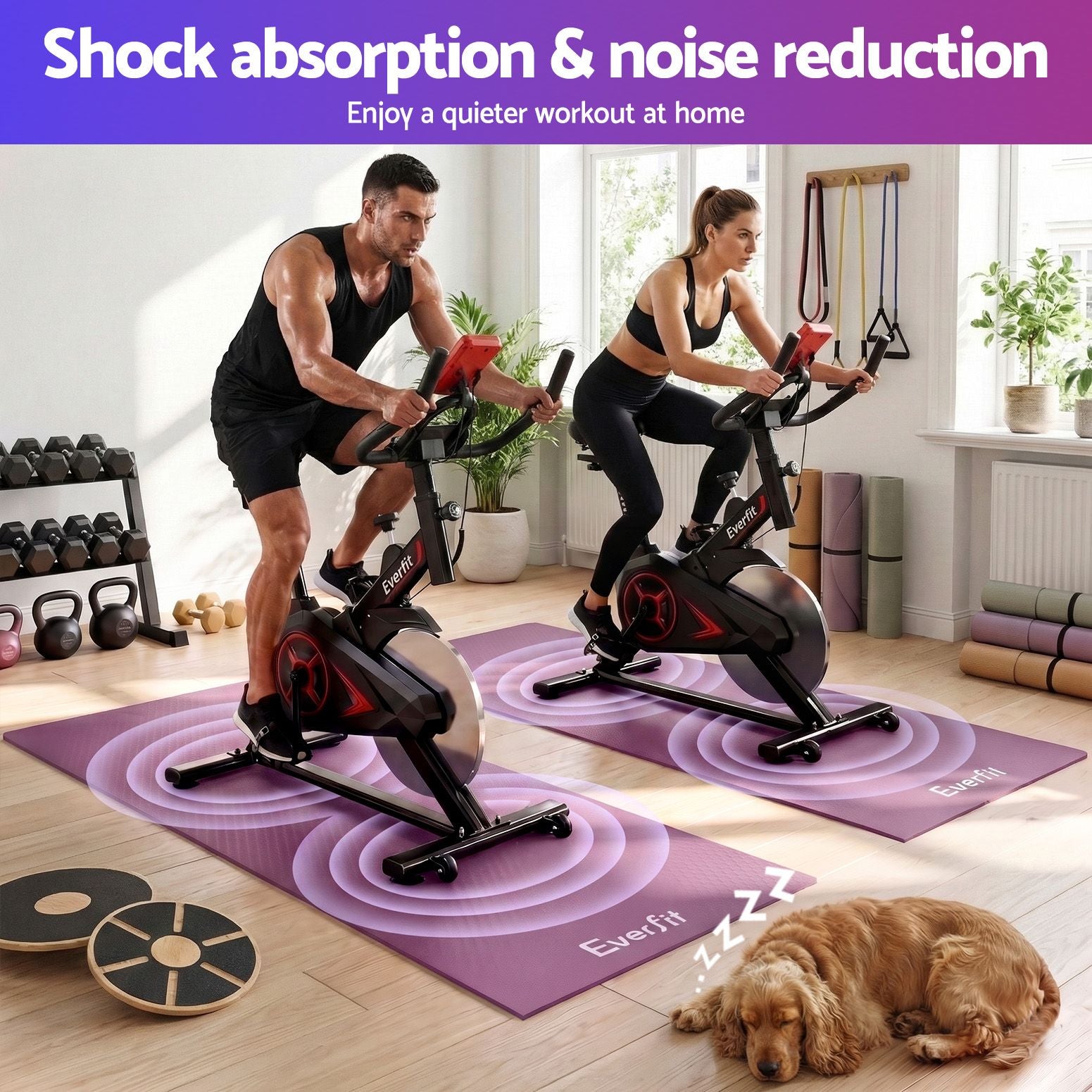 Everfit Exercise Equipment Mat 1.8M Treadmill Floor Rug Home Gym Fitness Purple Awezingly