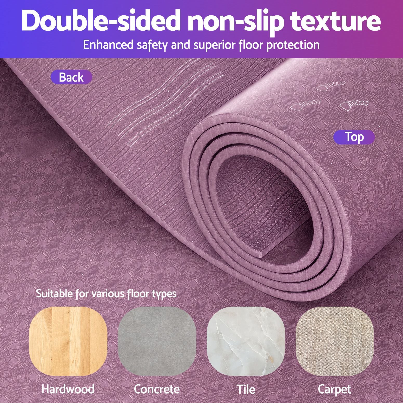 Everfit Exercise Equipment Mat 2M Treadmill Floor Rug Home Gym Fitness Purple Awezingly