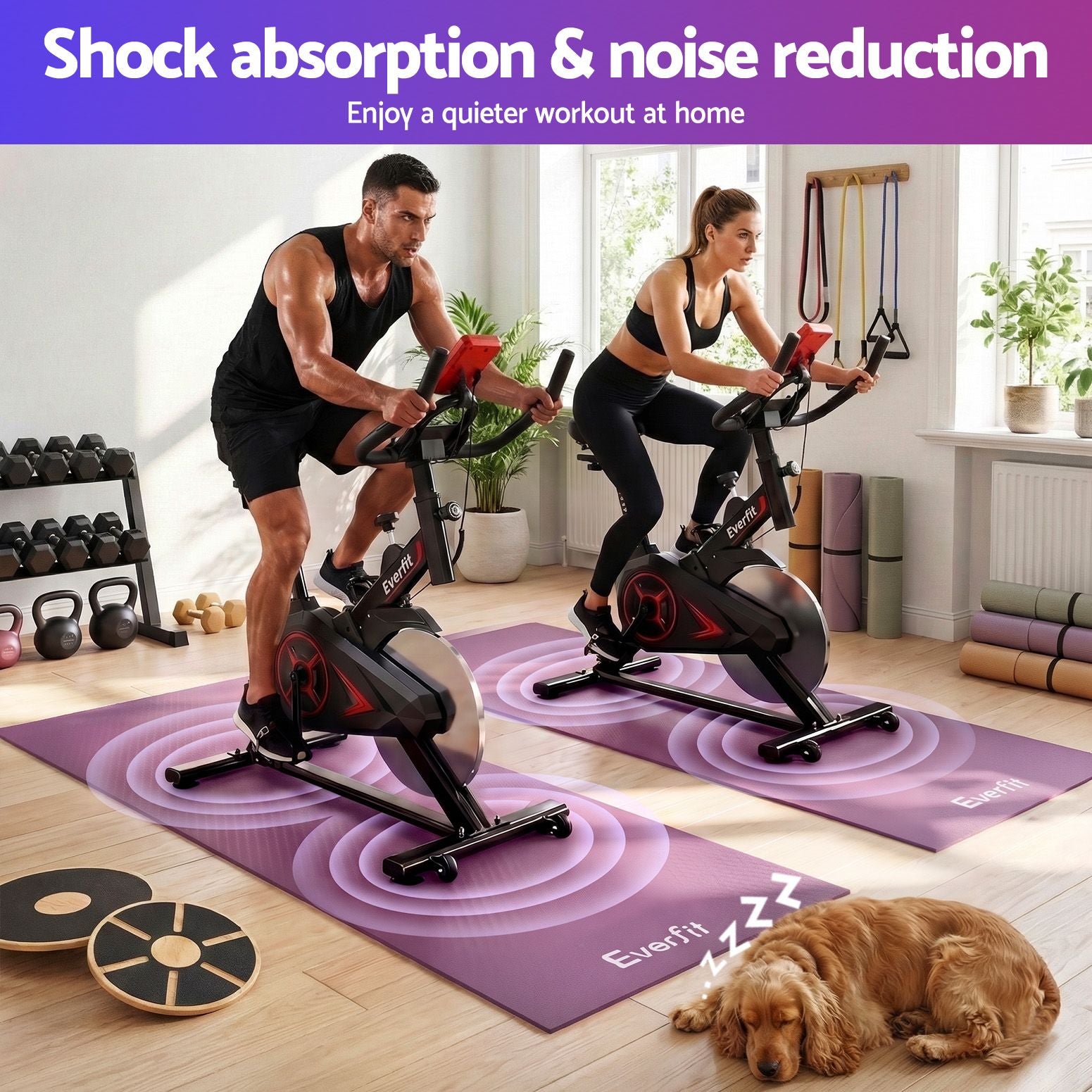 Everfit Exercise Equipment Mat 2M Treadmill Floor Rug Home Gym Fitness Purple Awezingly