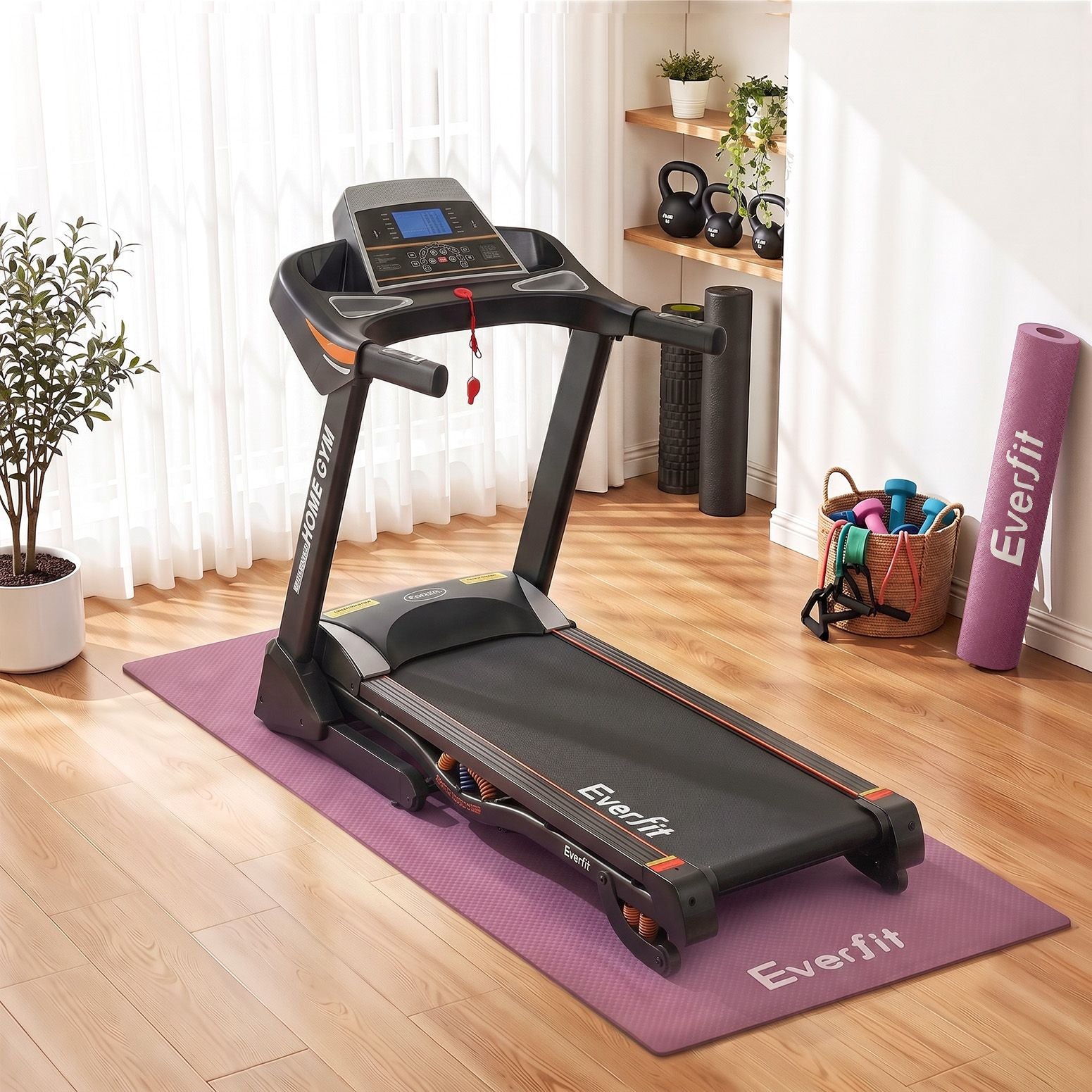 Everfit Exercise Equipment Mat 2M Treadmill Floor Rug Home Gym Fitness Purple Awezingly