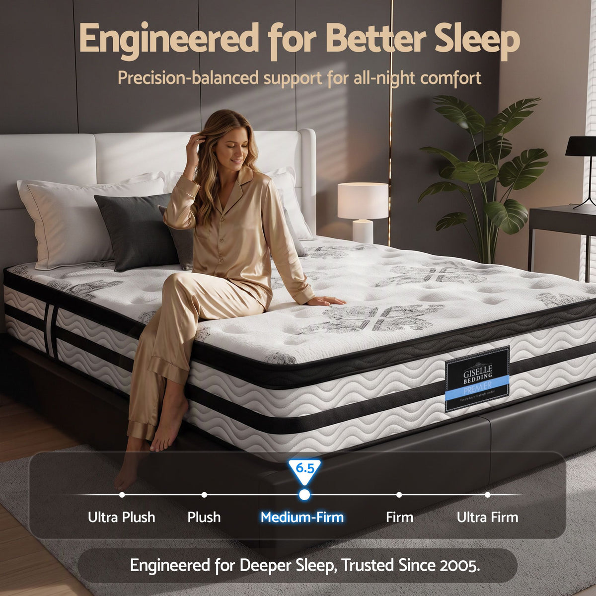 Giselle Bedding Algarve Euro Top Pocket Spring Mattress 34cm Thick Double Giselle Bedding