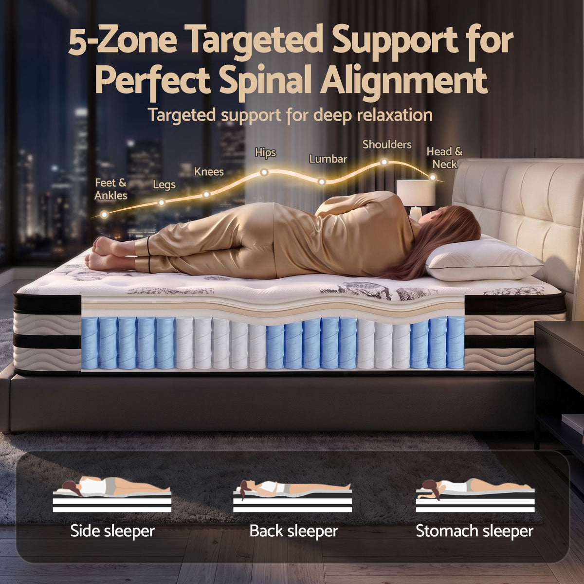 Giselle Bedding Algarve Euro Top Pocket Spring Mattress 34cm Thick King Single Giselle Bedding