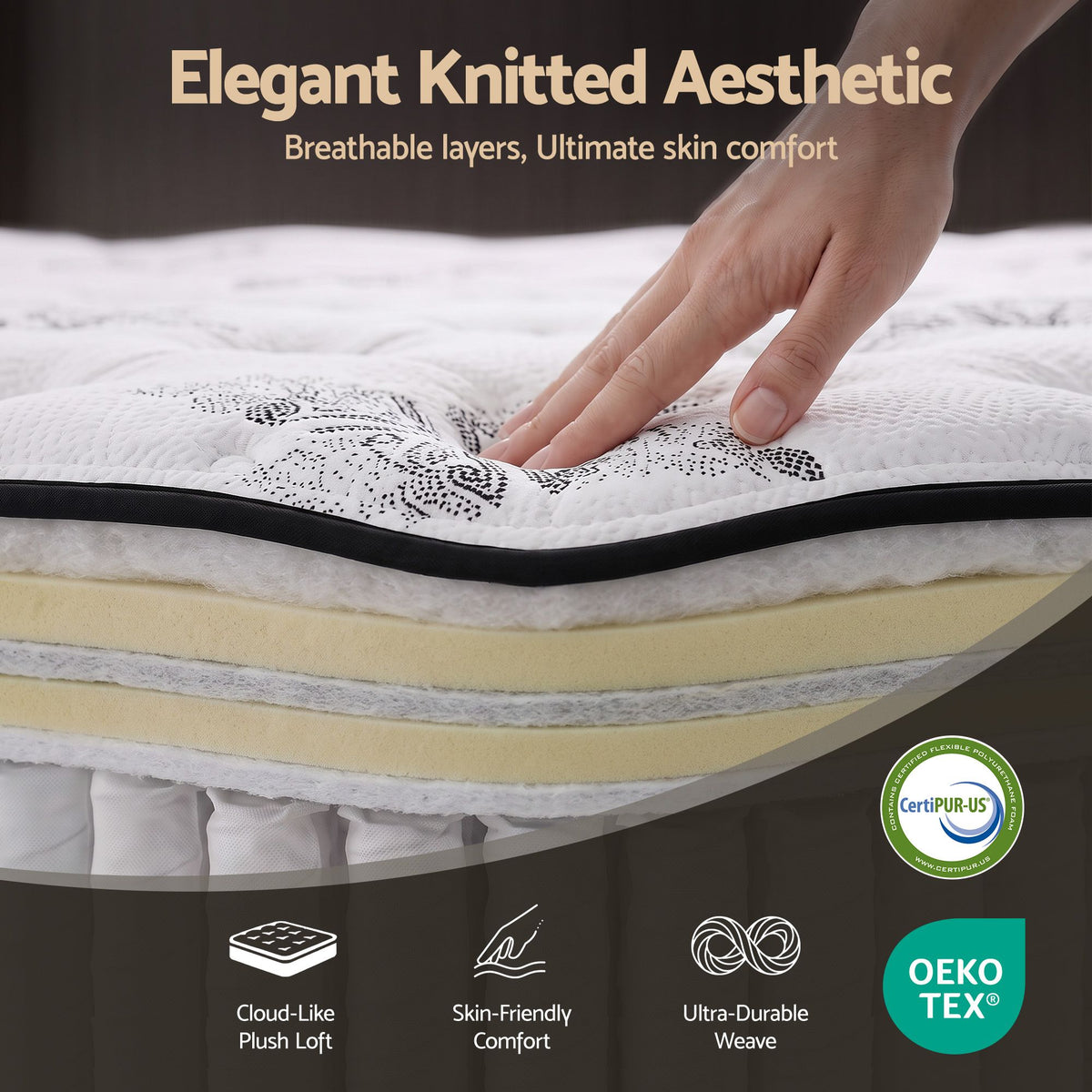 Giselle Bedding Algarve Euro Top Pocket Spring Mattress 34cm Thick King Single Giselle Bedding