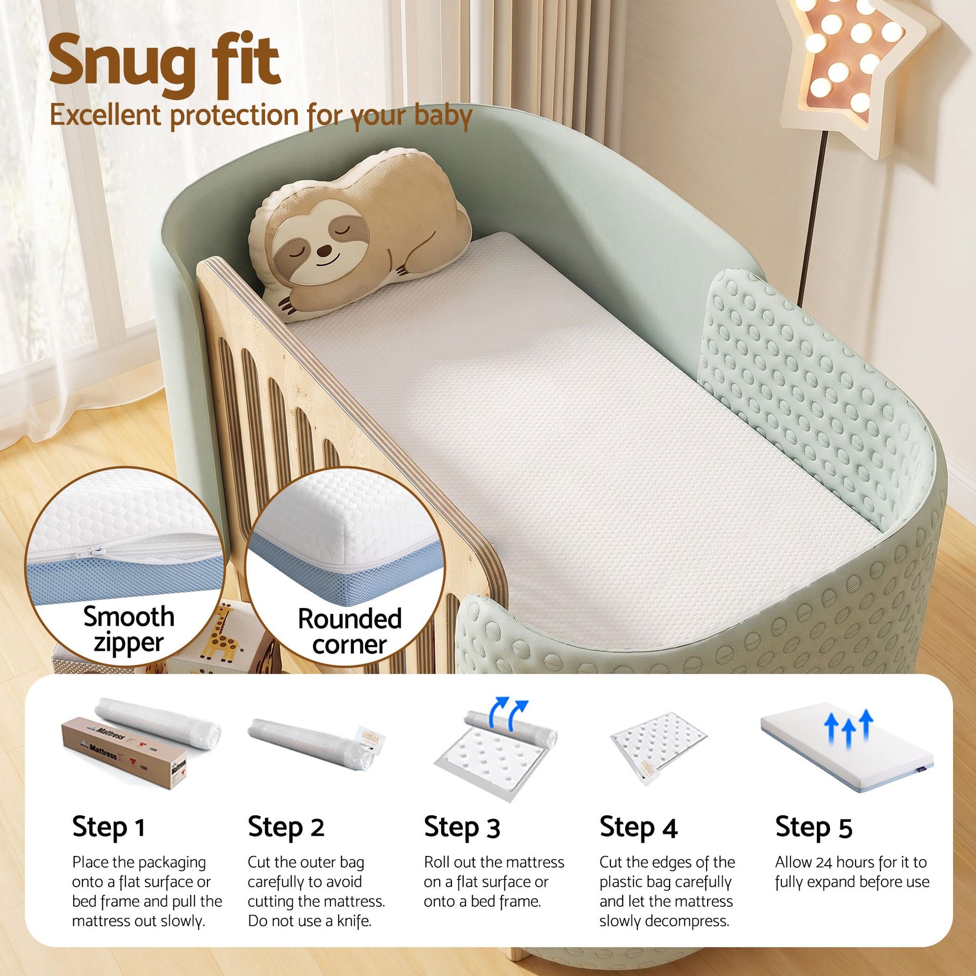 Giselle Bedding Cot Mattress, 11cm Thick Baby Mattress with Tencel Cover Giselle Bedding