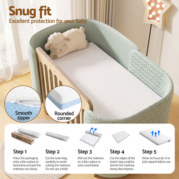 Giselle Bedding 15cm Cot Mattress, 38D Gel Memory Foam Cover Awezingly