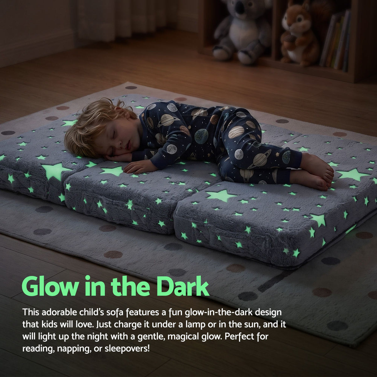Giselle Bedding Foldable Cot Mattress for Travel Cot, Glow-in-Dark Cover Awezingly