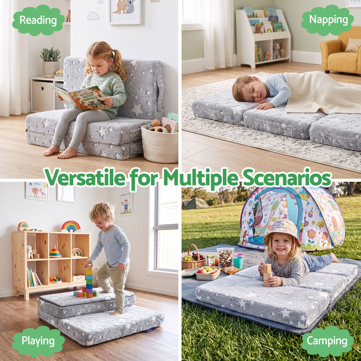 Giselle Bedding Foldable Cot Mattress for Travel Cot, Glow-in-Dark Cover Awezingly
