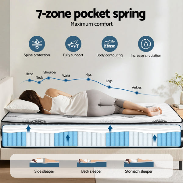 Giselle Bedding King Mattress 35cm Bed in a Box Pocket Spring Gel Memory Foam Giselle Bedding