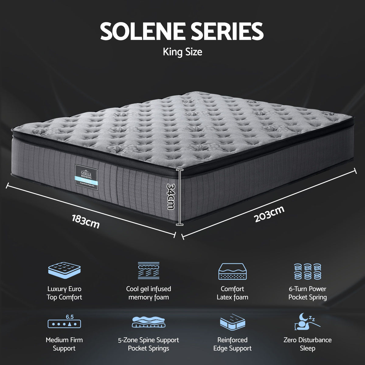 Bed Mattress Giselle 34cm King Giselle Bedding
