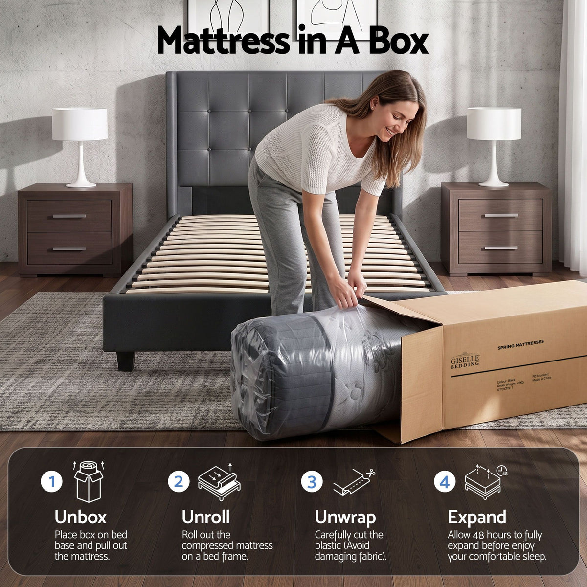 Bed Mattress Giselle 34cm King Single Giselle Bedding