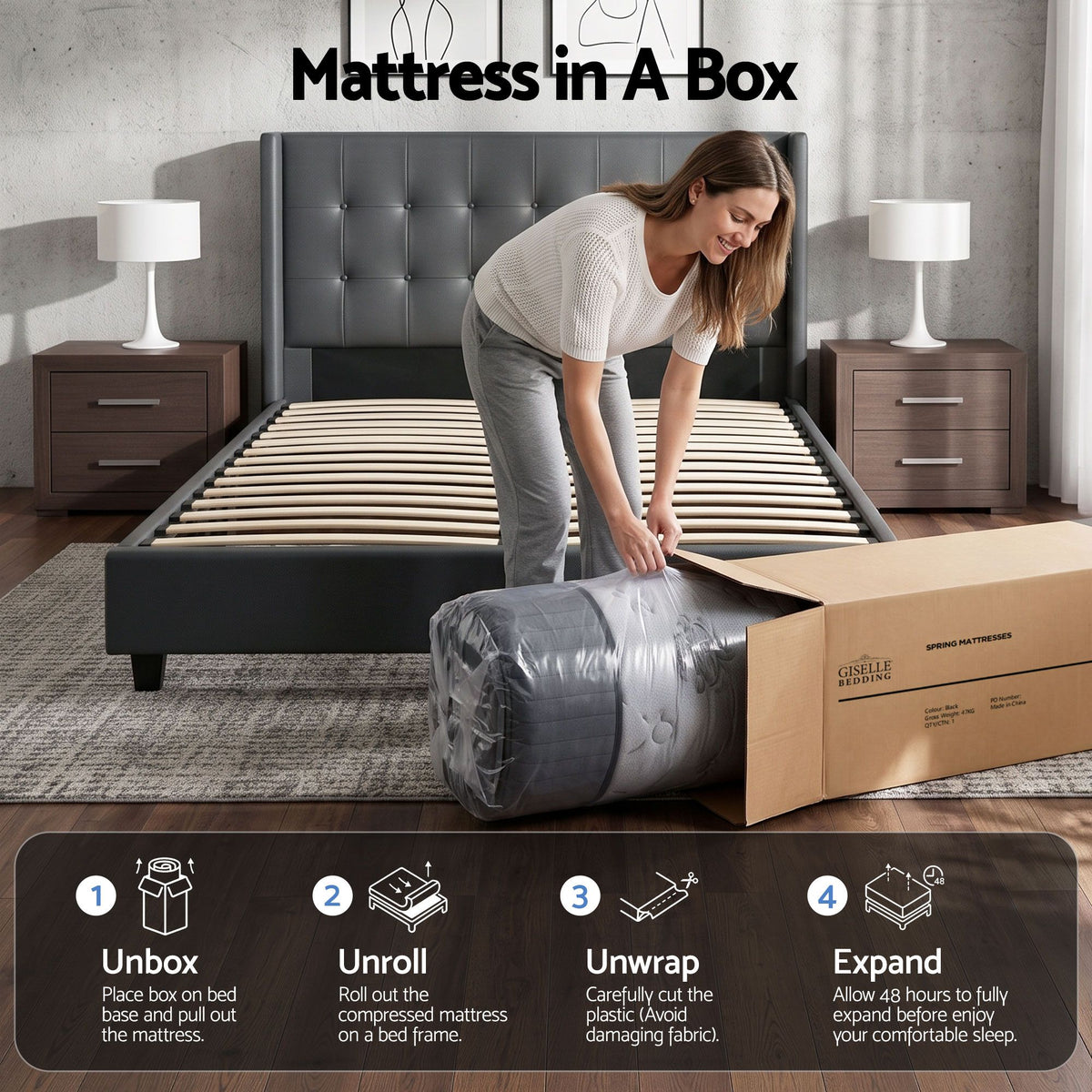 Bed Mattress Giselle 34cm Queen Giselle Bedding