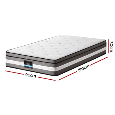 Giselle Bedding 30cm Mattress Gel Foam Pocket Spring Single