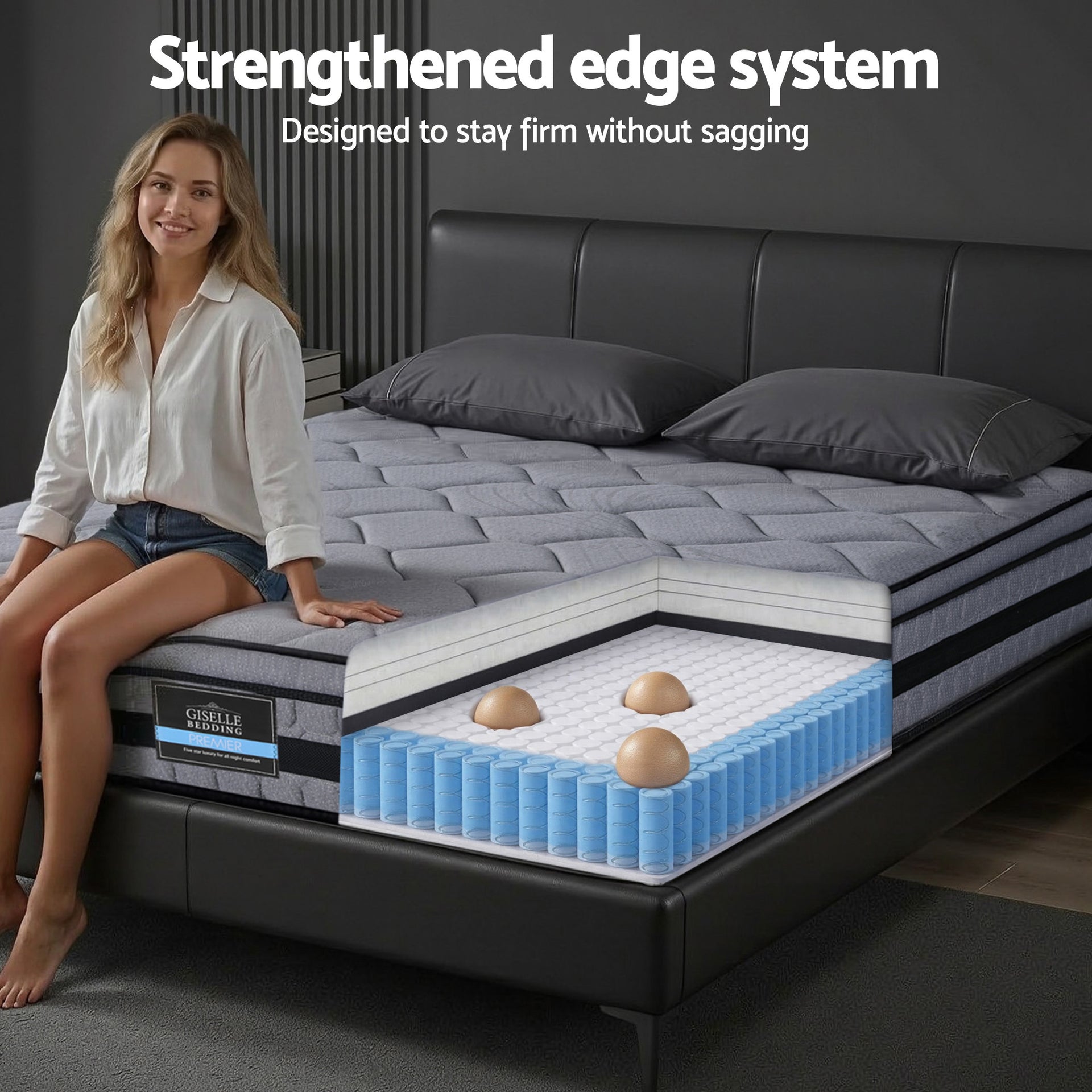 Giselle Bedding 34cm King Mattress Hybrid, Pocket Spring Bed Mattress Awezingly