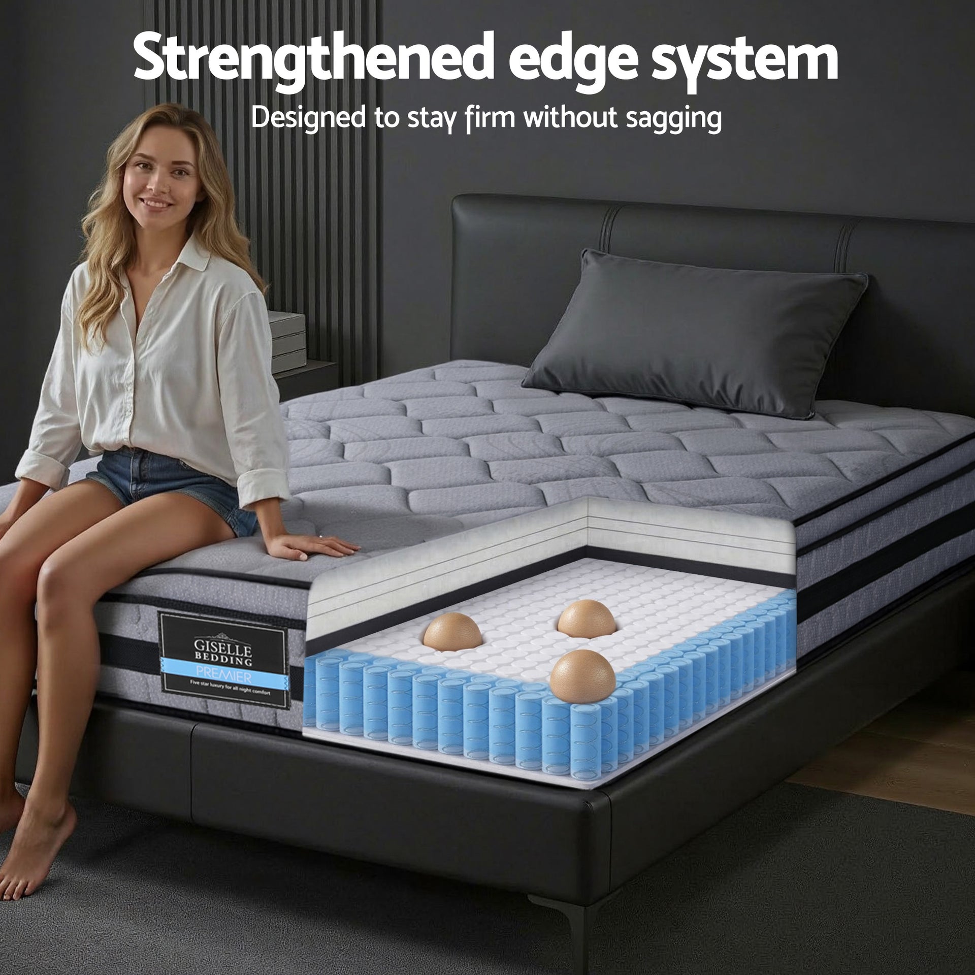 Giselle Bedding 34cm King Single Mattress Hybrid, Pocket Spring Bed Mattress Awezingly