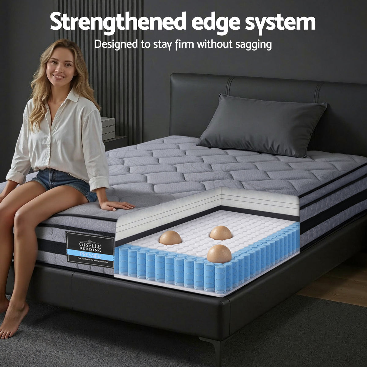 Giselle Bedding 34cm Single Mattress Hybrid, Pocket Spring Bed Mattress Awezingly