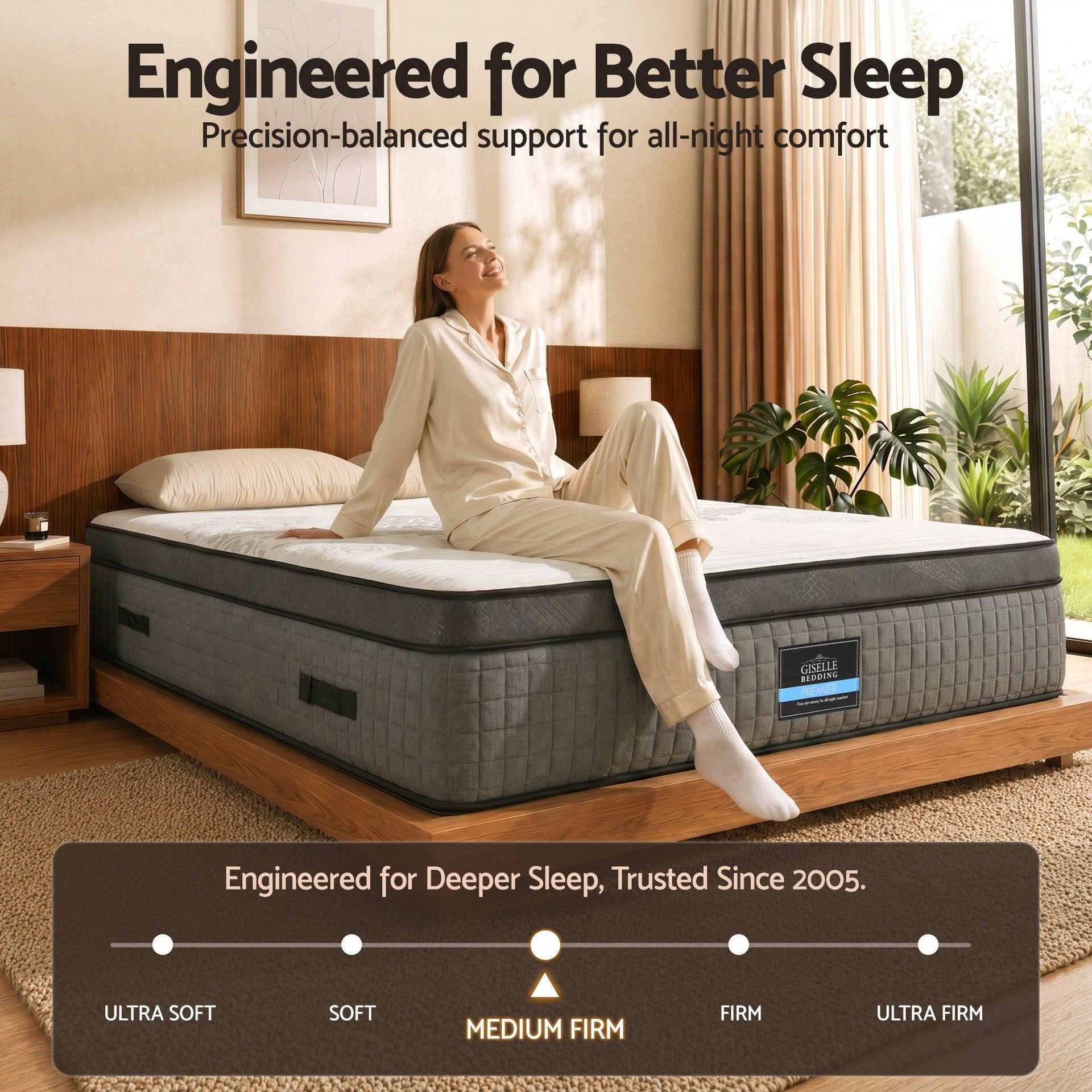 Giselle Bedding Double Mattress 37cm 4-in-1 Adjustable Firmness Cooling Gel Memory Foam Dual-Zone Flippable for Couples Awezingly