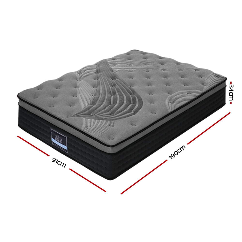 Giselle Bedding Alanya Euro Top Pocket Spring Mattress 34cm Thick – Single Giselle Bedding