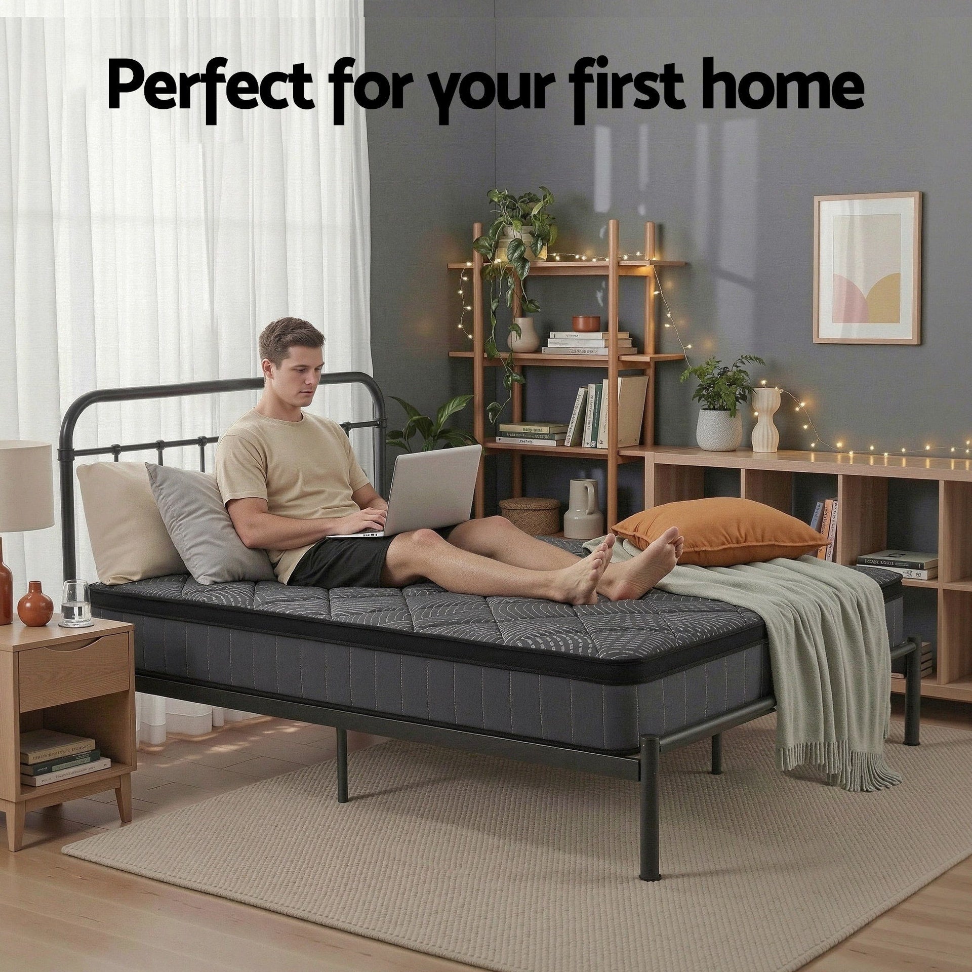 Giselle Bedding King Single Mattress 25cm Pocket Spring Latex Euro Top Medium Firm Bed Awezingly