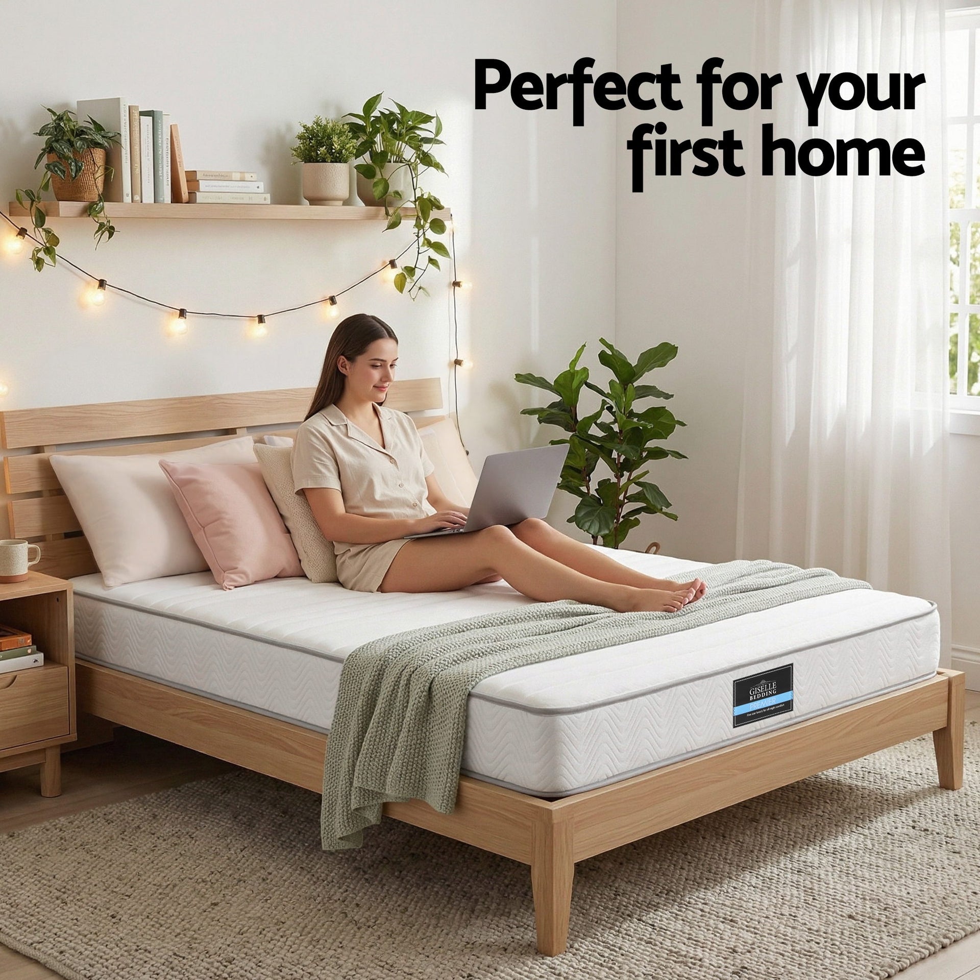 Giselle Double Mattress 20cm with Reinforced Edge Support Egg-Crate Foam Awezingly