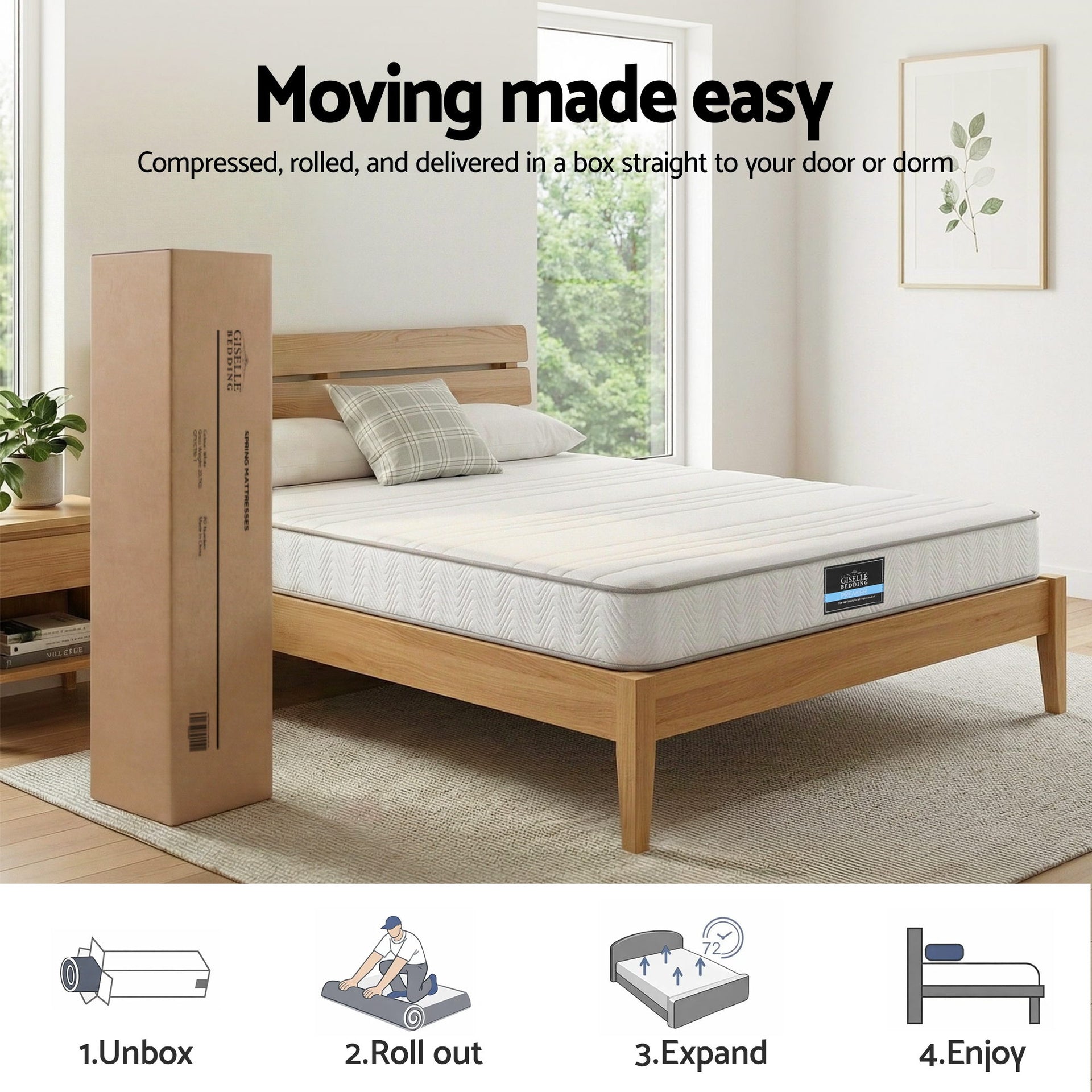 Giselle Double Mattress 20cm with Reinforced Edge Support Egg-Crate Foam Awezingly