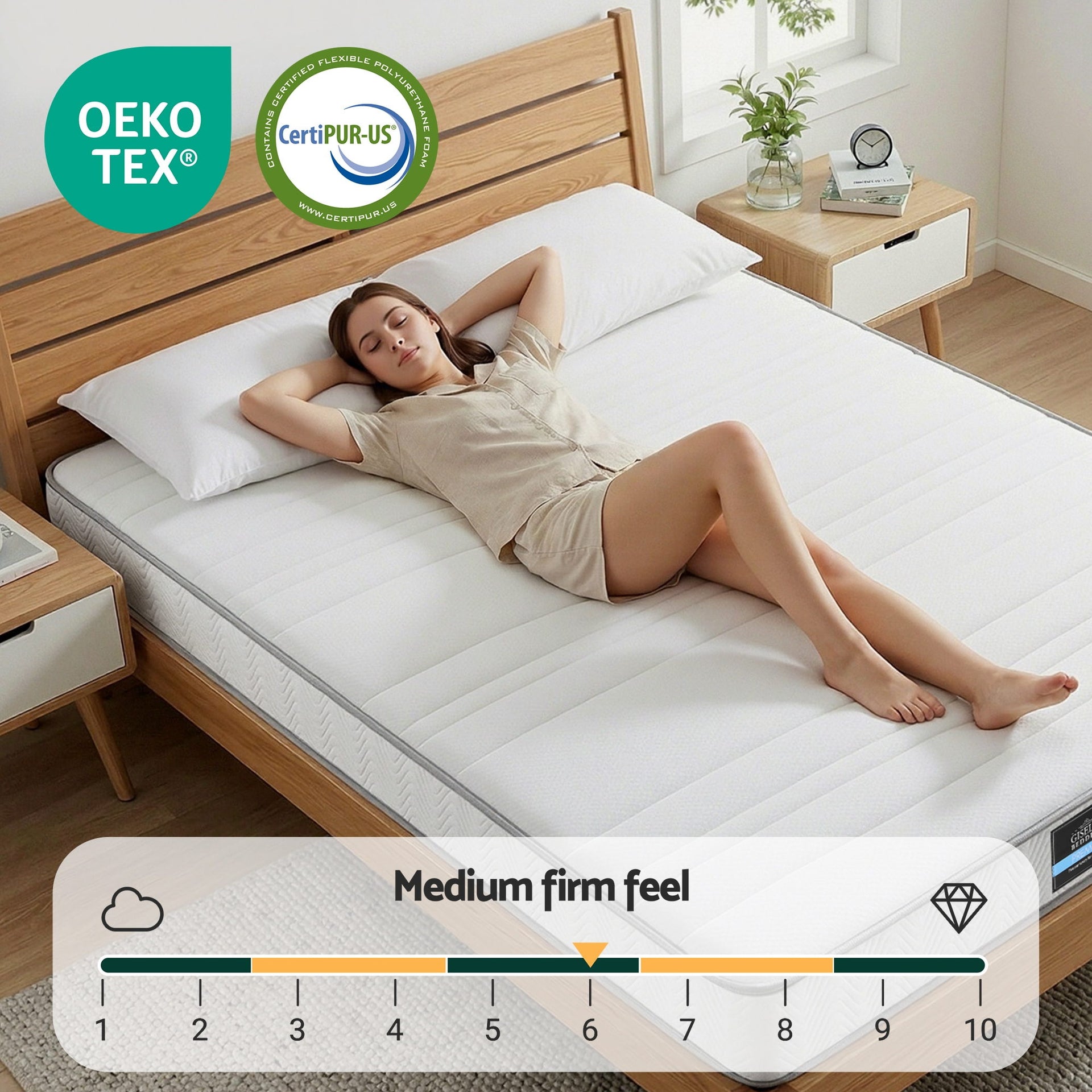 Giselle Queen Mattress 20cm with Reinforced Edge Support Egg-Crate Foam Awezingly