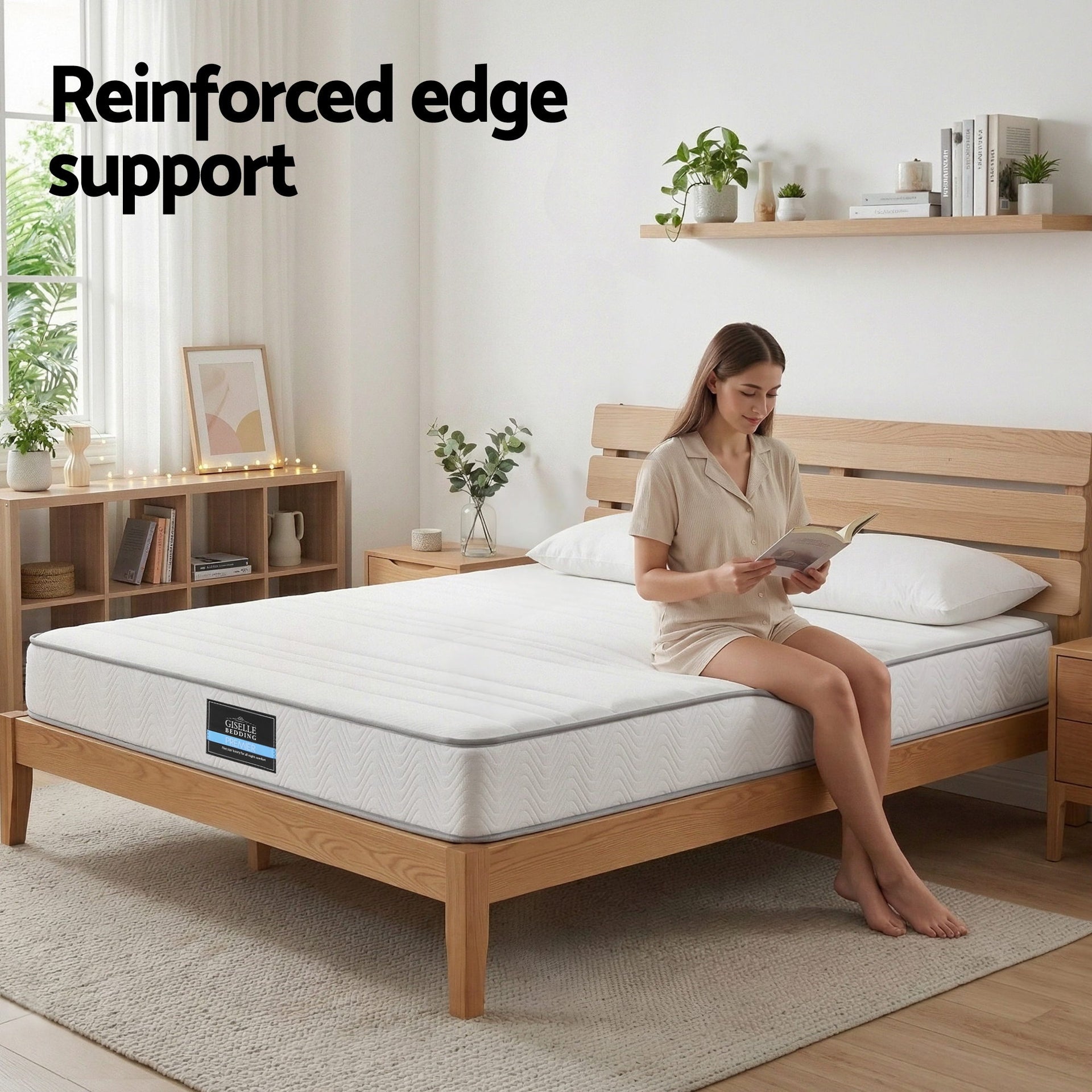 Giselle Queen Mattress 20cm with Reinforced Edge Support Egg-Crate Foam Awezingly