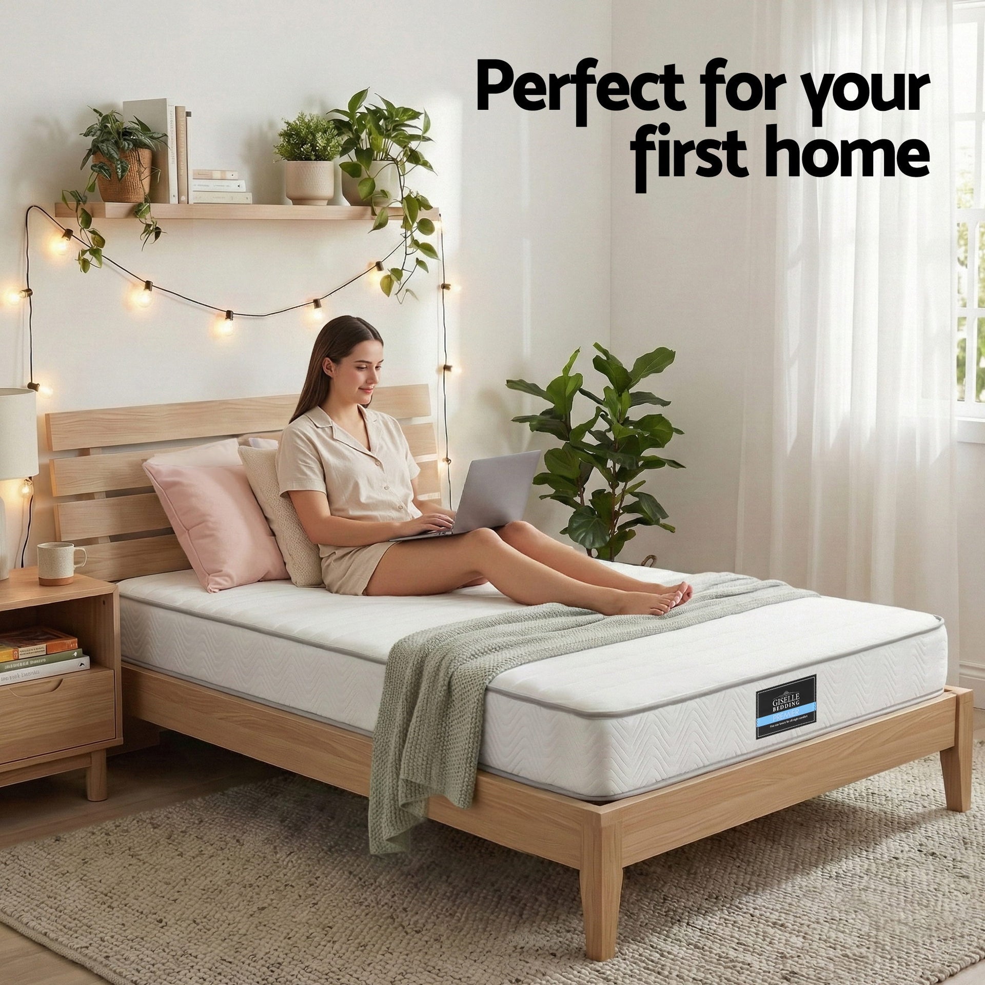 Giselle Single Mattress 20cm with Reinforced Edge Support Egg-Crate Foam Awezingly