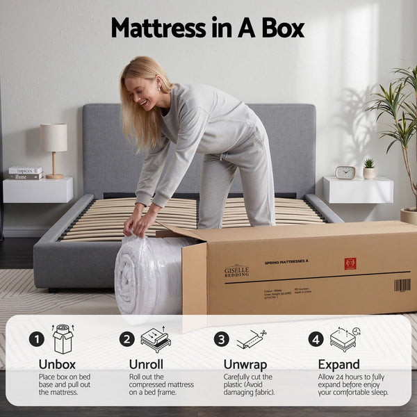 Giselle Bedding King Mattress 23cm Pocket Spring Mattress with Adjustable Firmness Reversible Foam Layer for Medium Firm & Firm Support Motion Isolation Bedroom Bed Giselle Bedding