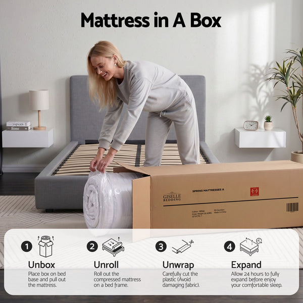 Giselle Bedding King Single Mattress 23cm Pocket Spring Mattress with Adjustable Firmness Reversible Foam Layer for Medium Firm & Firm Support Motion Isolation Bedroom Bed Giselle Bedding