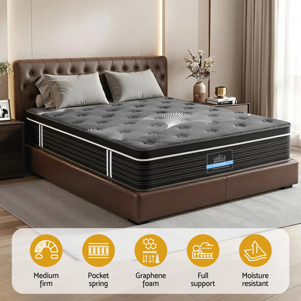 Giselle Bedding 35cm Mattress Graphene Memory Foam Medium Firm Euro Top Mattresses Queen Awezingly
