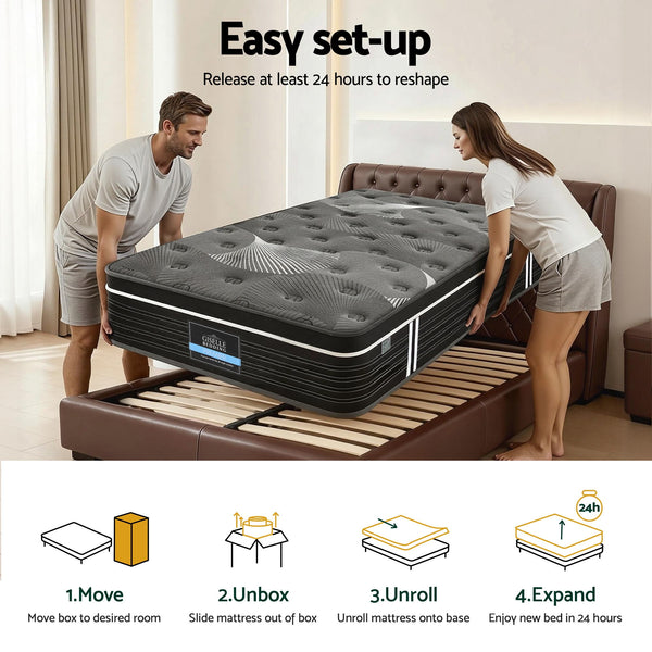 Giselle Bedding 35cm Mattress Graphene Memory Foam Medium Firm Euro Top Mattresses Single Awezingly