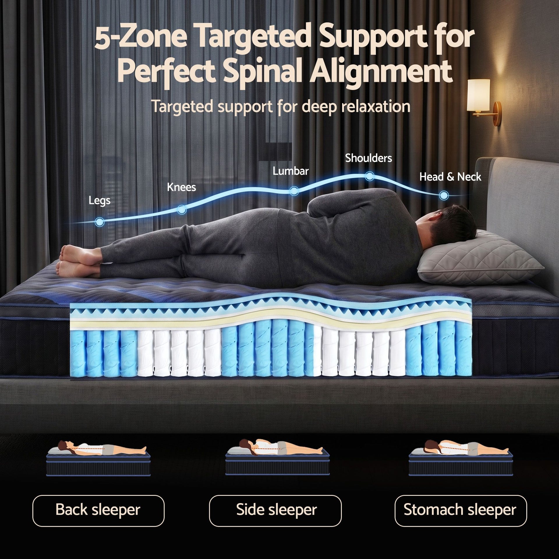 Giselle 34cm Double Hybrid Mattress with Cooling Gel Memory Foam and Edge Support Awezingly