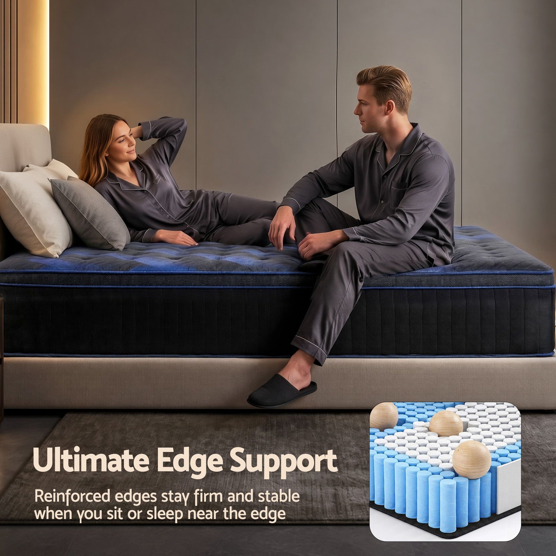 Giselle 34cm Double Hybrid Mattress with Cooling Gel Memory Foam and Edge Support Awezingly