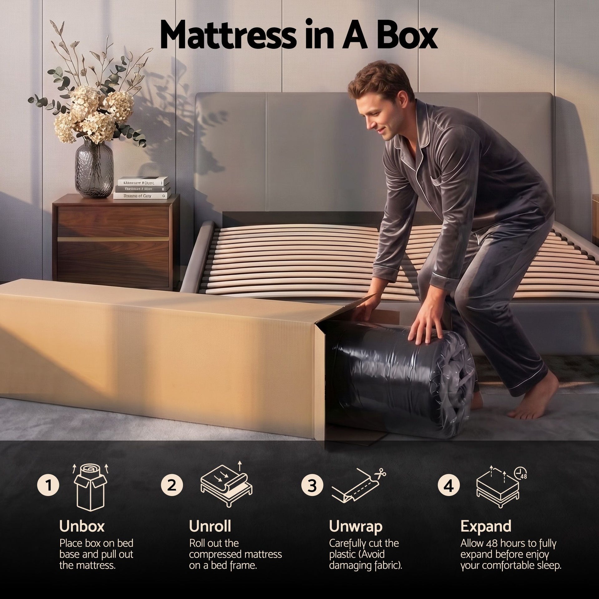 Giselle 34cm Double Hybrid Mattress with Cooling Gel Memory Foam and Edge Support Awezingly